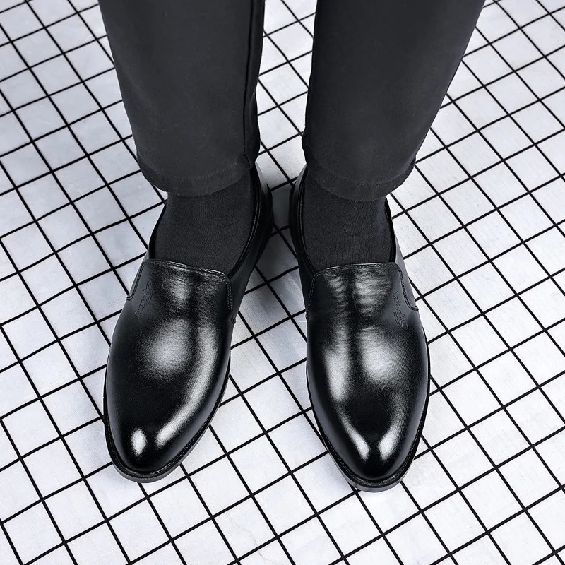 Mens formal leather elevator classic New mens casual social office adds wedding shoes 241022