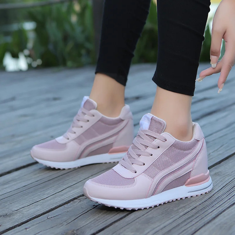 Womens Sneakers Elevator Shoes Height Increase shoes for women Hidden Heels 6cm breathable sports Invisible Heightening 241028