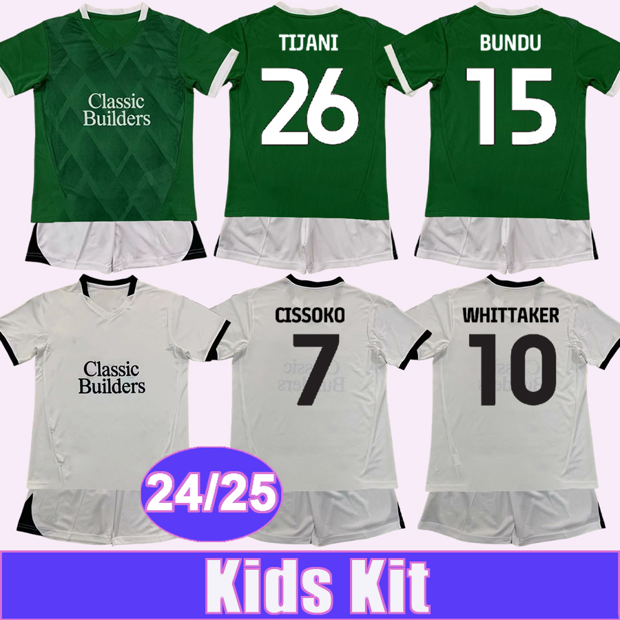 24 25 Plymouth Argyle Kids Kit Soccer Jerseys CISSOKO HARDIE WHITTAKER OBAFEMI BUNDU GRAY TIJANI ISSAKA OGBETA EDWARDS Home Away Football Shirts