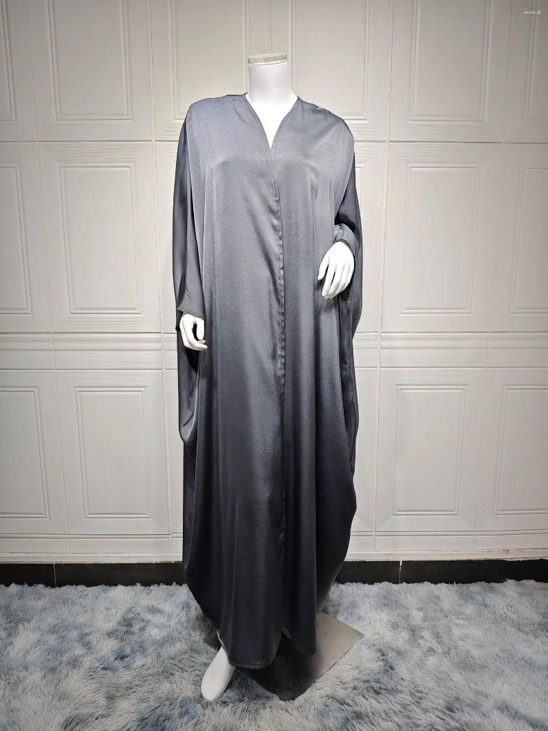 Ethnic Clothing Ethnic Clothing Dubai V-Neck Open Abaya For Muslim Woman Brief Solid Ka Moroccan Saudi Loose Fashion Kaftan 2024