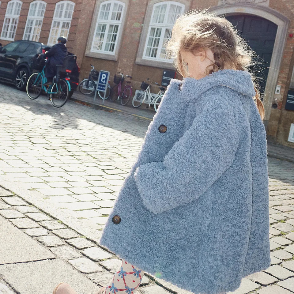 Autumn Winter KS Baby Girls Lambswool Fluffy Coat Kids Clothes Girls Thicken Warm Embroidered Jackets Cartoon Coats Outerwear 241022