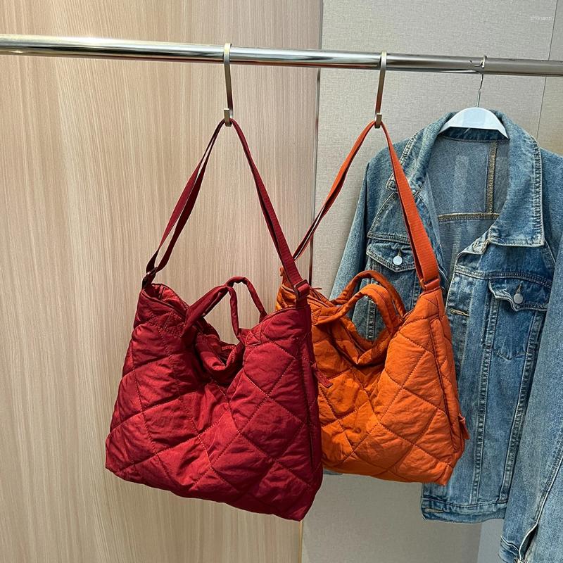 Totes Quilted Cotton Women Shoulder Messenger Large Capacity Rhombus Pattern Solid Color Vintage For Office Work Travel zhanyishengli