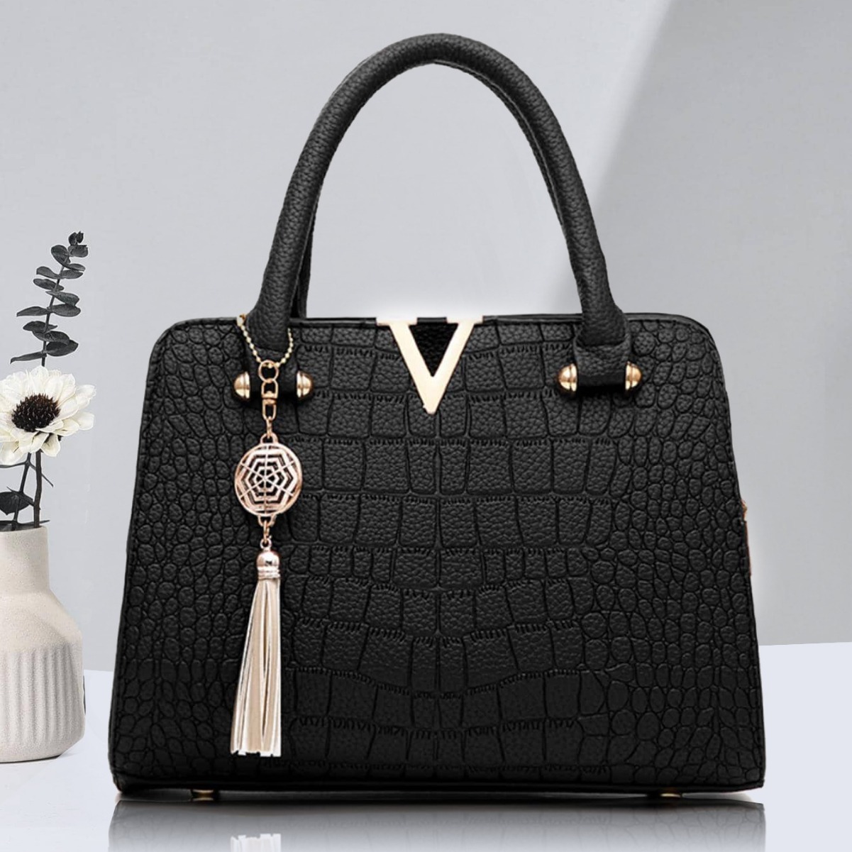 Designer Crocodile Pattern For Women 2024 New Elegant Middle Aged Mom Fashion Women's Bag Handbag Trendy Small Capacity V-bag