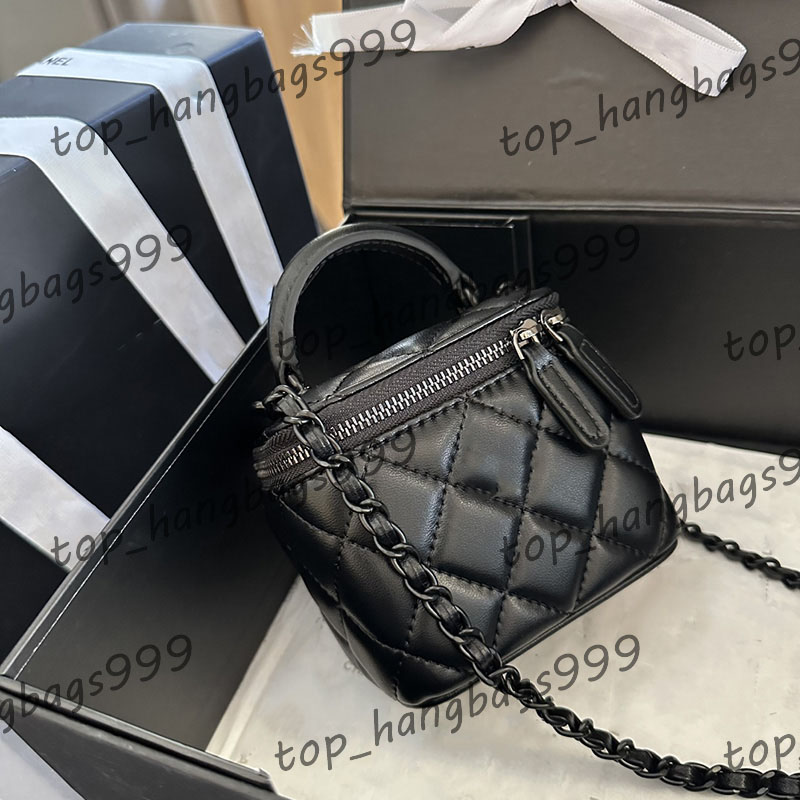 Cool Black Girls Makeup Box With Mirror Crossbody Chest Waist Vanity Bag Luxury Girls Fanny Pack Pocket Chain Shoulder Bags 11cm/16cm