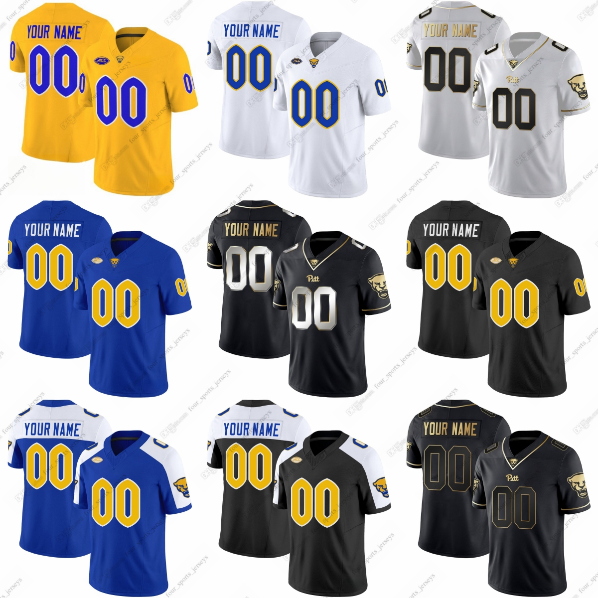 Pittsburgh Panthers Football Jerseys 10 Eli Holstein 0 Desmond Reid 9 Konata Mumpfield 2 Kenny Johnson 11 Censere Lee 5 Raphael Williams Jr. 19 Nate Yarnell