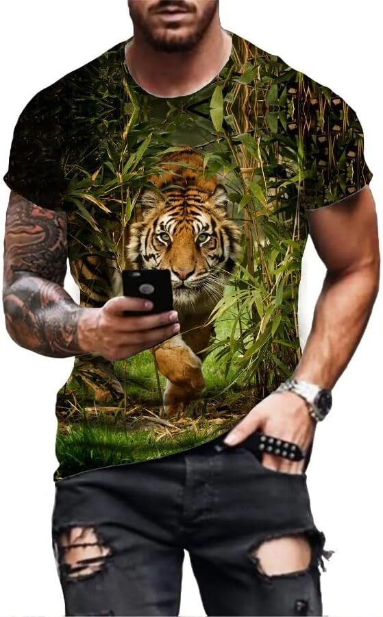 Mens T shirt Fashion 3D Printed Animal Tiger Lion Face Man T-Shirt New Loose Casual Summer Tee Shirt Harajuku Oversized T Shirt tee Fashion and leisur