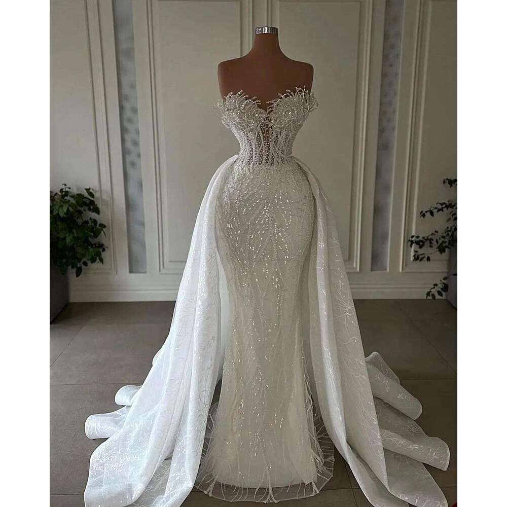 Custom Made Lace Mermaid Wedding Dresses With Detachable Skirt Two In One Bridal Gown Vestido De Novie Bc19653 0213