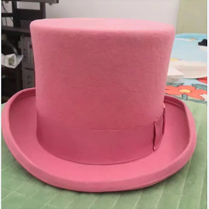 Mens Hat 100% Wool Presidential Hat Neutral Top Display Mens Bowling Hat Black Red Magic Hat Fashion DIY Feather Accessories 241021
