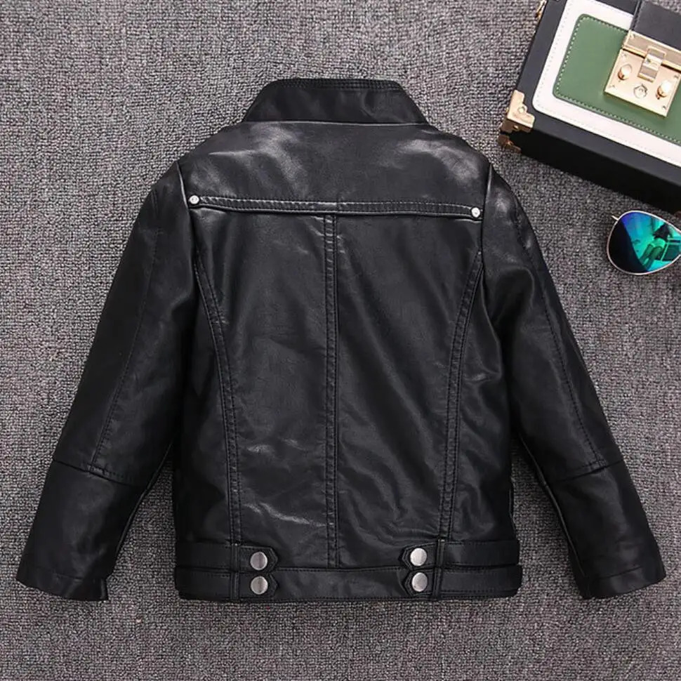 Childrens Outerwear Girl Jacket Spring Autumn Winter PU Leather Boys Coat Collar Overwear Clothes 10-11-12-13-14 Years 241022