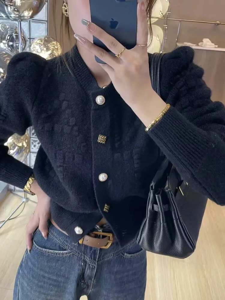 autumn and winter knitted cardigan womens long sleeved Christmas party red fashionable sweater shirt 241021