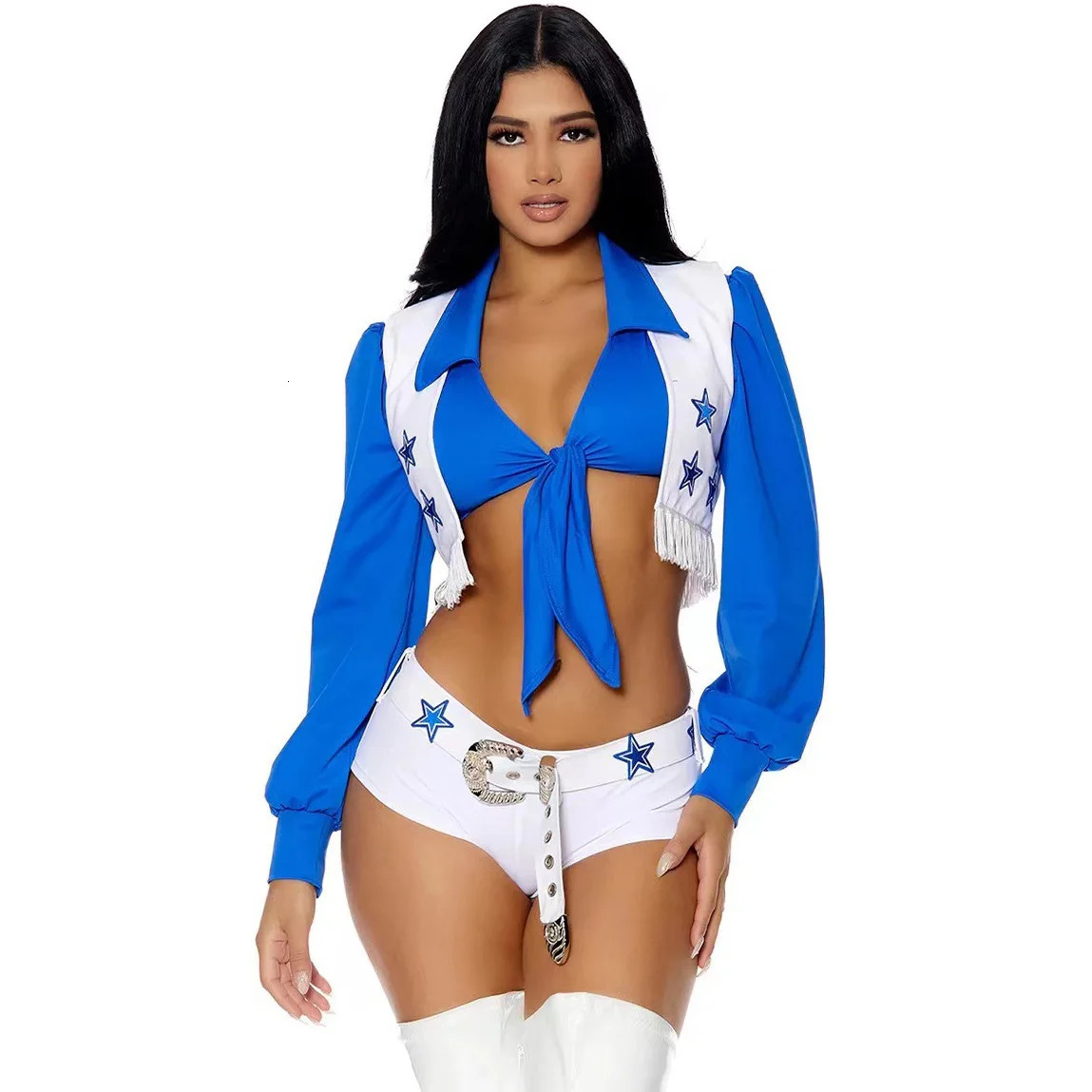 Sexy High School Gymnastics Sports Meeting Dallas Cowgirl Cheerleading Fancy Dress Halloween Party Racer Cheerleader Cosplay Cos 241022