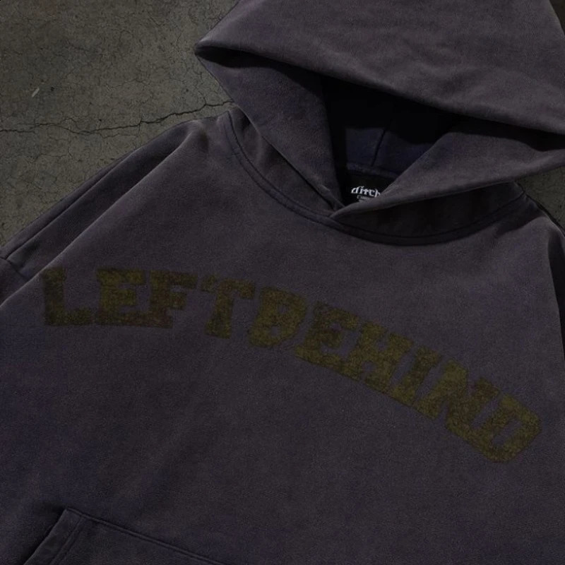 Autumn Winter Loose Couple Sweatshirt Men Women American Retro Washed Do Old Pullover Hoodie Street Gang Handsome Tops 241021