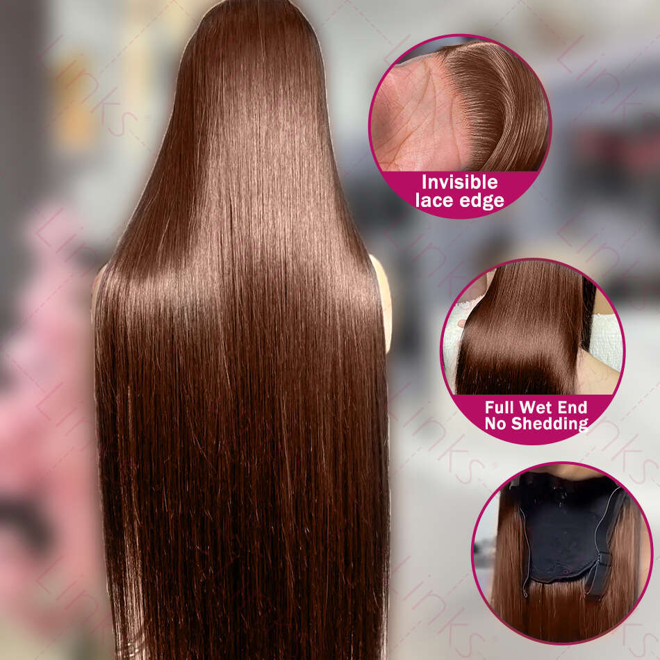 Chocolate Brown Lace Front Wigs Human Hair 230% Density Straight HD Lace Front Wigs Human Hair Pre Plucked with Baby Hair Brown