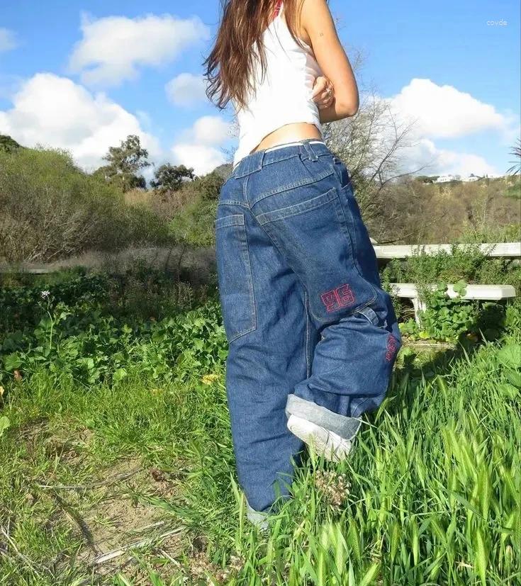 Women's Pants Men And Women Personality Fashion Hip Hop Baggy Jeans American Street Gothic Haruku Straight High Waisted Wide-Leg