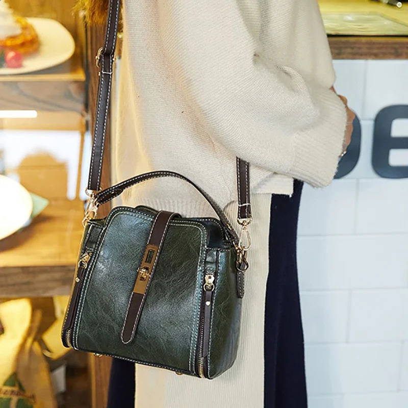 Arrival PU Leather Bucket Shoulder Bags for Women Solid Color Crossbody Small Handbag Zipper Phone Purse Messenger Bag Pouch 241021