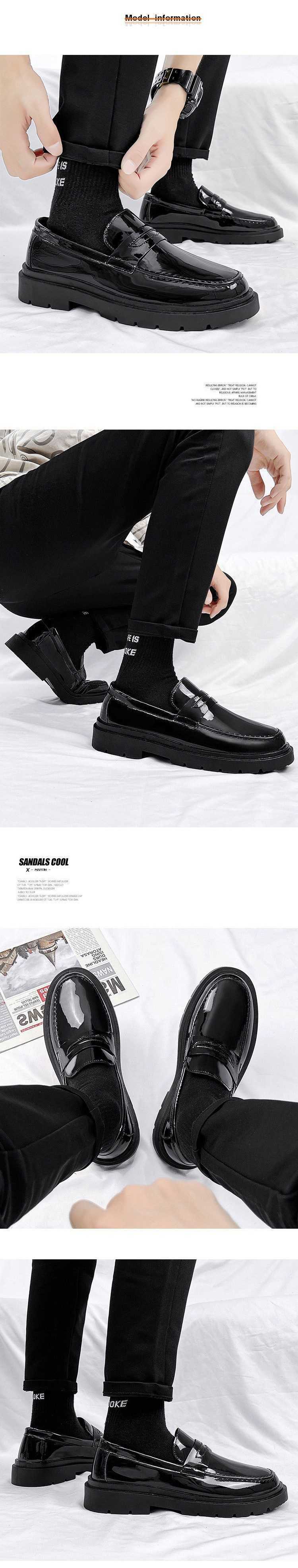 Men Dress Shoes Mens Le Fu Shoes New Spring British Business Dress Shoes Sports and Casual One Foot Kick Bean Trendy Shoes 241009