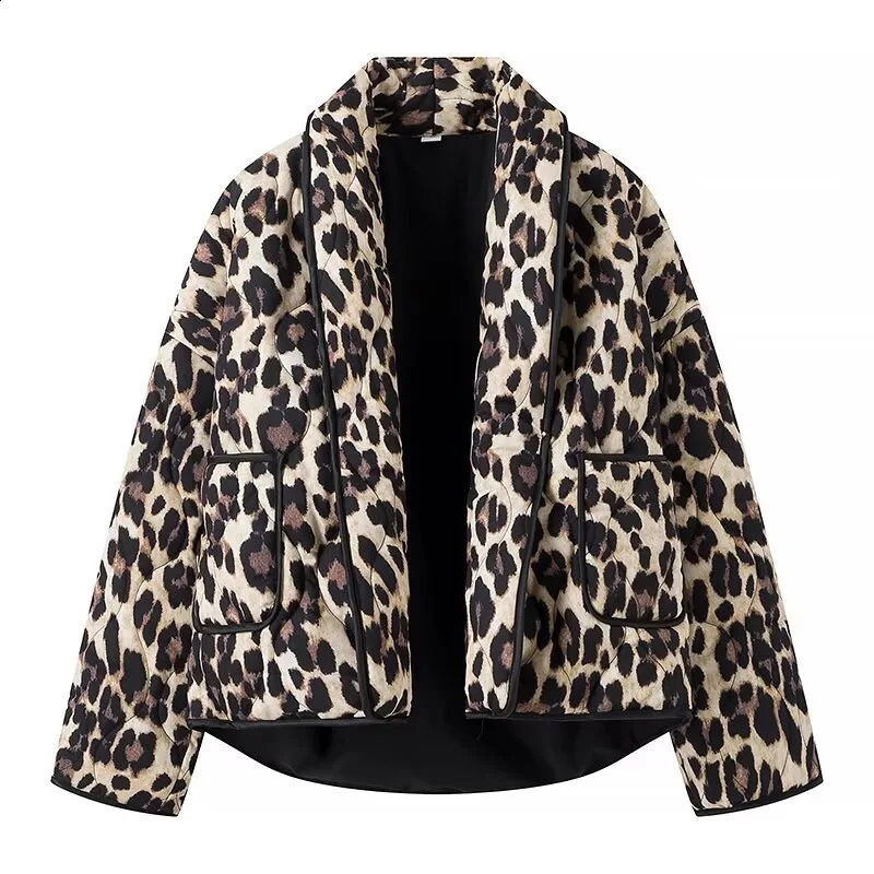 European style fashion fully matched cardigan wool sweater leopard print jacket loose casual top for women Spring and Autumn 16U7408 241021