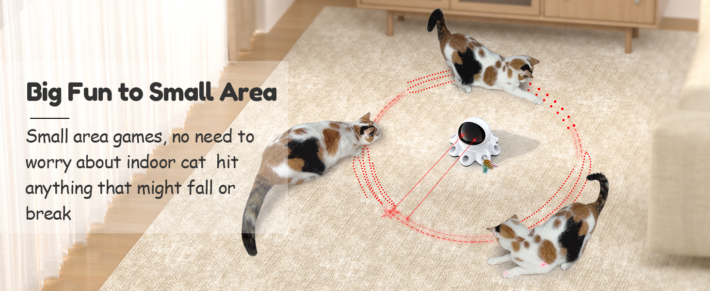 Cat Laser Toy ,2-in-1 Interactive Cat Toys for Indoor Cats, Automatic Laser Pointer Cat Toy, 8 Holes Mice Whack A Mole Moving Feather, USB Rechargeabl