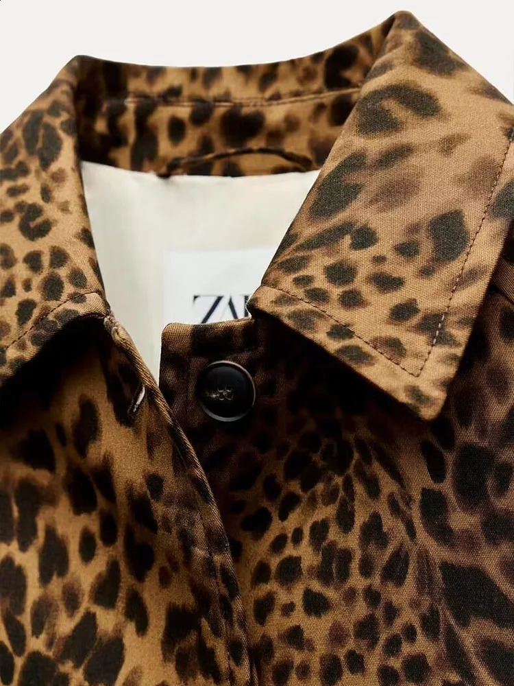 leopard print windproof animal print jacket for casual mid end loose retro autumn women 241021