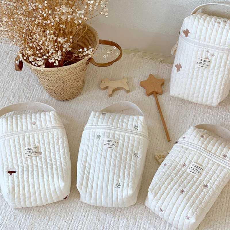 Embroidered Mommy Bag Hangable Stroller Zipper Portable Diaper Wet Bag Storage BagC250326