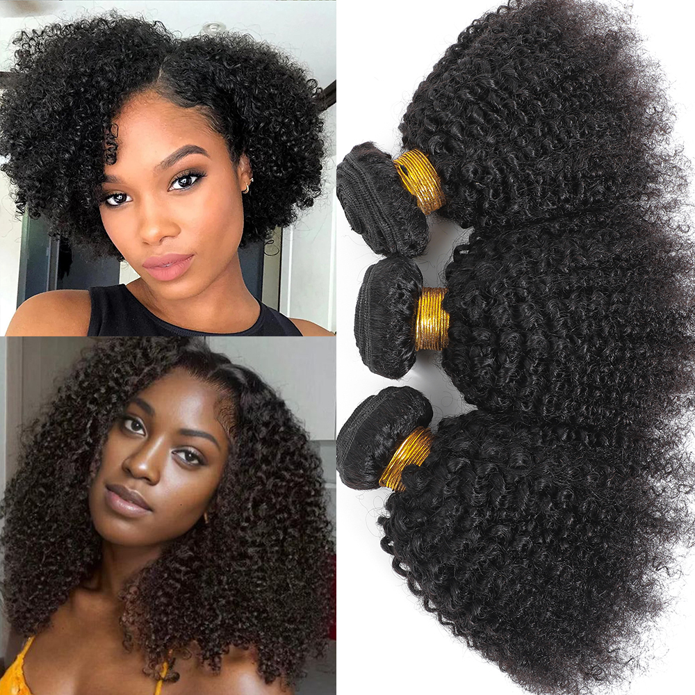 Brazilian Kinky Curly Bundles 4B 4C Afro Kinky Bulk Human Weave Bundle Deal Hair Extensions Wholesale