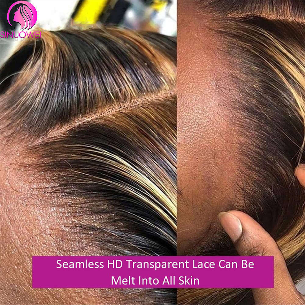 Highlight Colored Human Hair 4x4 Brazilian Wigs 13x4 Front Honey Blonde Bob Lace Closure Wig