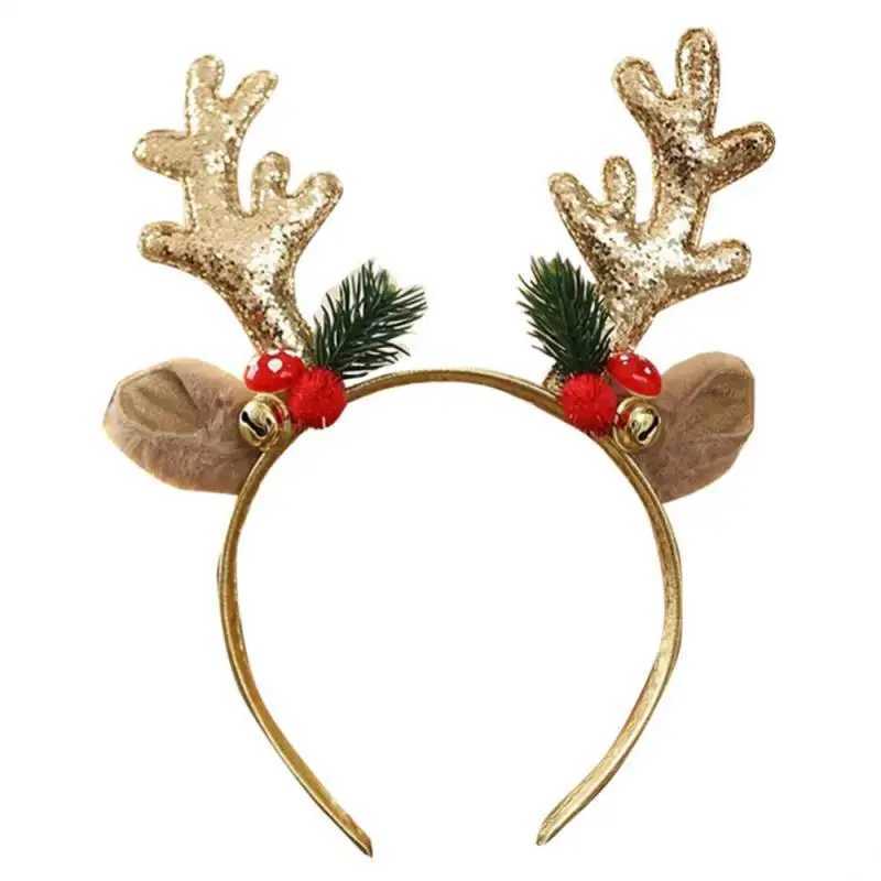 Christmas Headbands Sequins Reindeer Antlers Ears Hair Clips For Women Girl Halloween Party Cosplay Light HeaddressX241021 Free shipping
