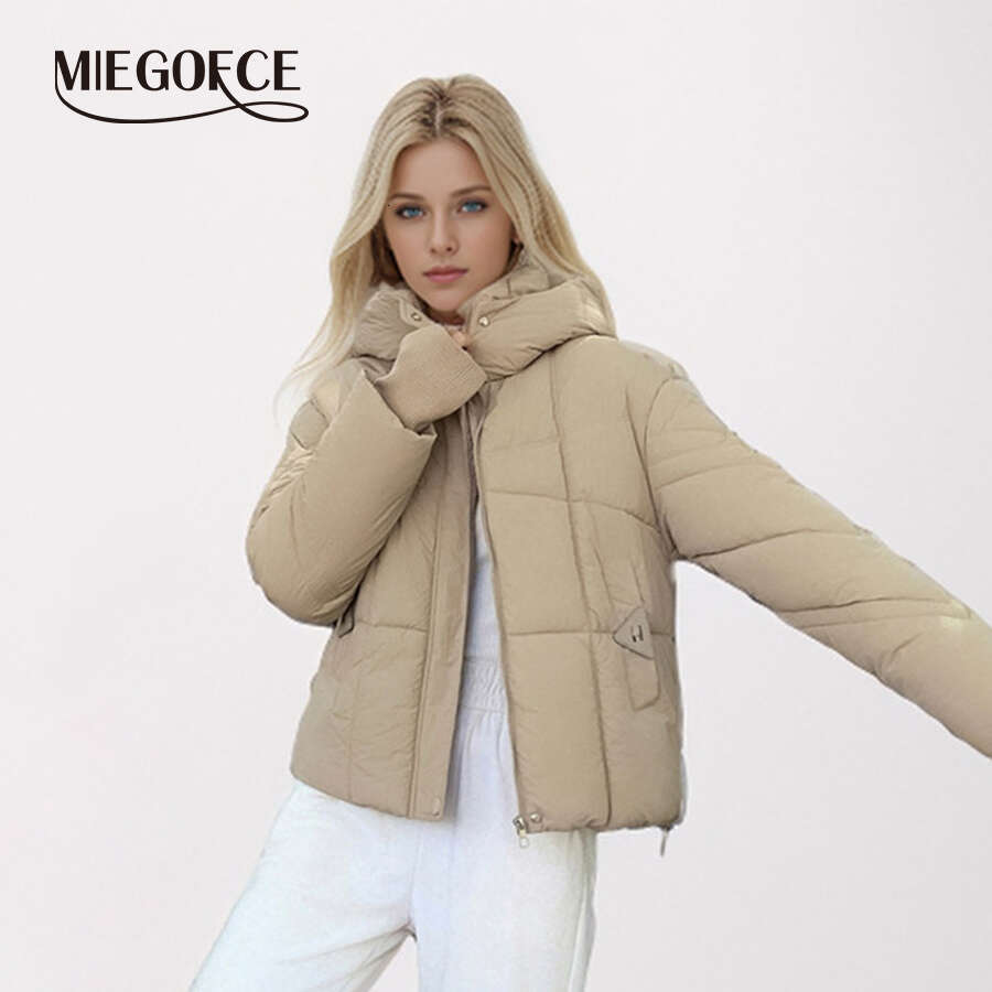 MIEGOFCE Women's 2024 Winter New Short Cotton Parka High-End Loose Hooded Pocketcoat College Style Jacket High Quality Mz-24585