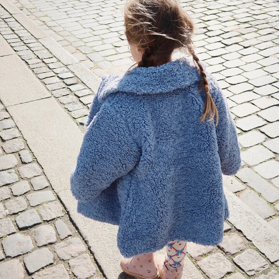 Autumn Winter KS Baby Girls Lambswool Fluffy Coat Kids Clothes Girls Thicken Warm Embroidered Jackets Cartoon Coats Outerwear 241022