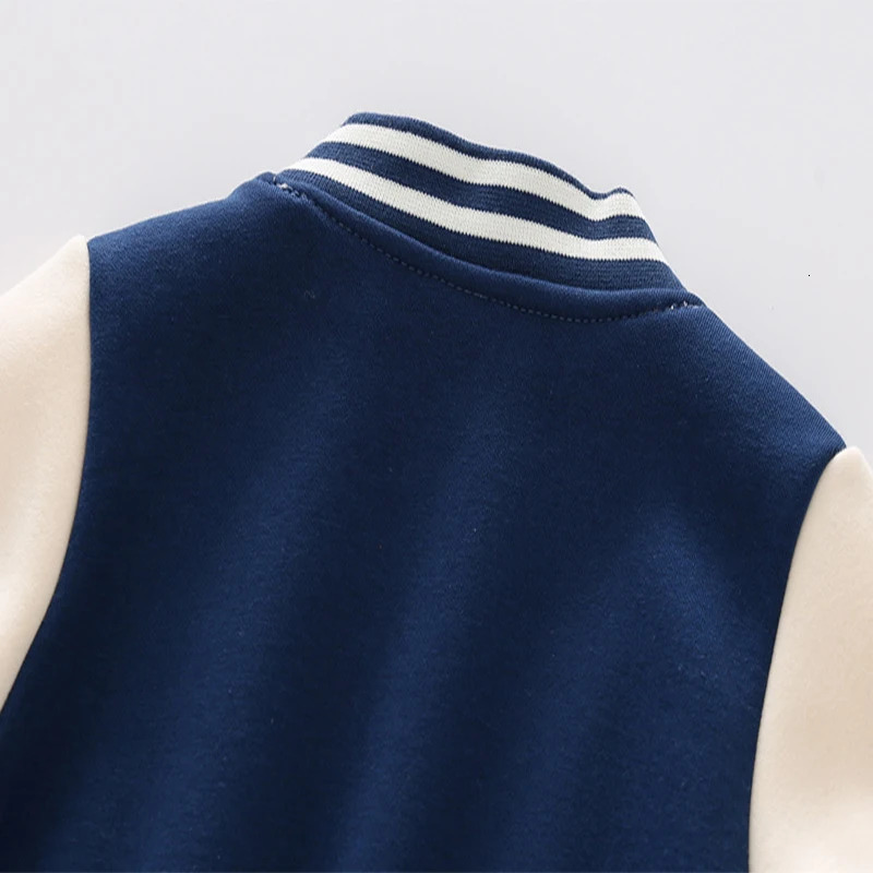 Autumn Winter Boys Zipper Jacket Kids Fleece Outerwear Baby Embroidery Letters Baseball Uniform Children V-Neck Casual Top 241022