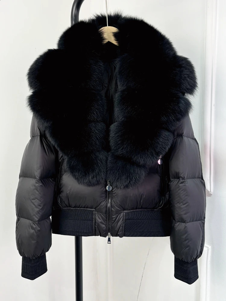 Janveny Large Fox Fur Coat Fashion Winter Inflatable Jacket Womens Thick 90% Down Jacket Womens Waterproof Park 241021