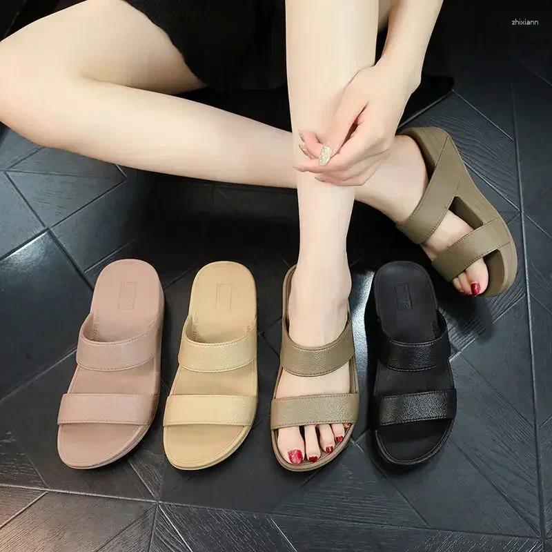 Sandals Indoor Slippers Women's Thick-soled High-heeled Home Bathroom New Bath Non-slip 2024 Heightening Double With Cool