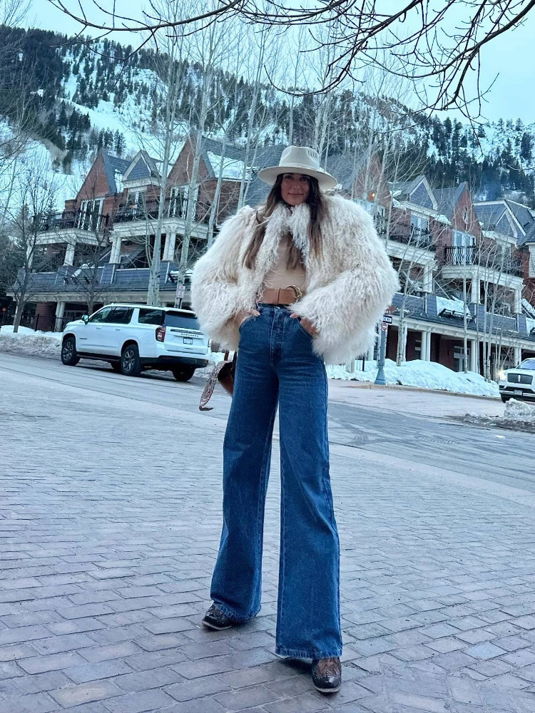 Artificial Mongolian Sheepskin For Women Wool Leather Jacket Long Sleeved Short Haired Coat Streetwear Warm Winter RR 241022