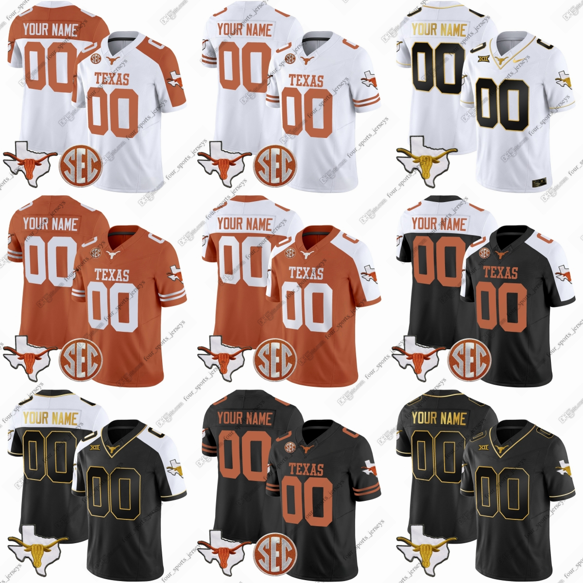 Texas Longhorns 16 Arch Manning Football Jerseys Quinn Ewers Quintrevion Wisner Jaydon Blue Jerrick Gibson Isaiah Bond Gunnar Helm Ryan Wingo Matthew Golden 13