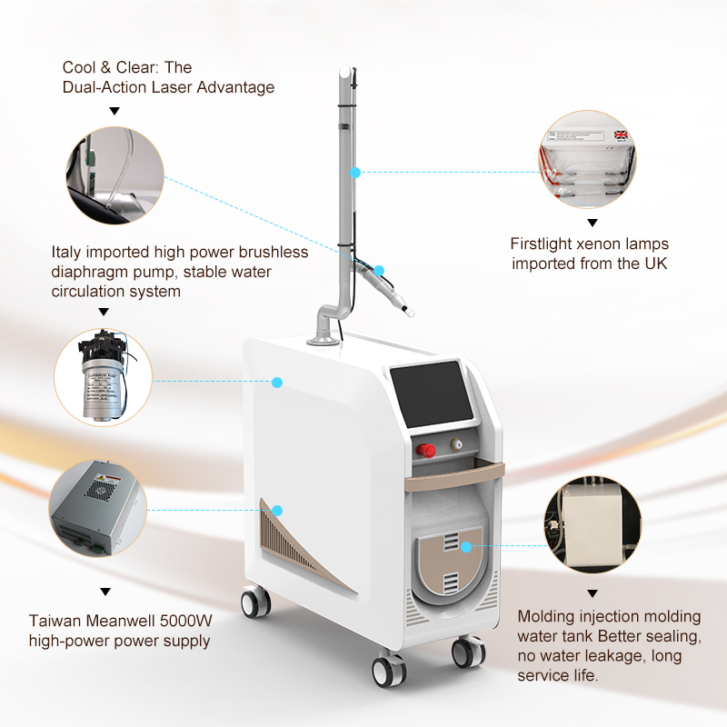 Picolaser Machine Freckle Tattoo Removal Korea Imported Laser Arm 532nm 1064nm Pico Nd Yag Laser pigments acne removal Machine