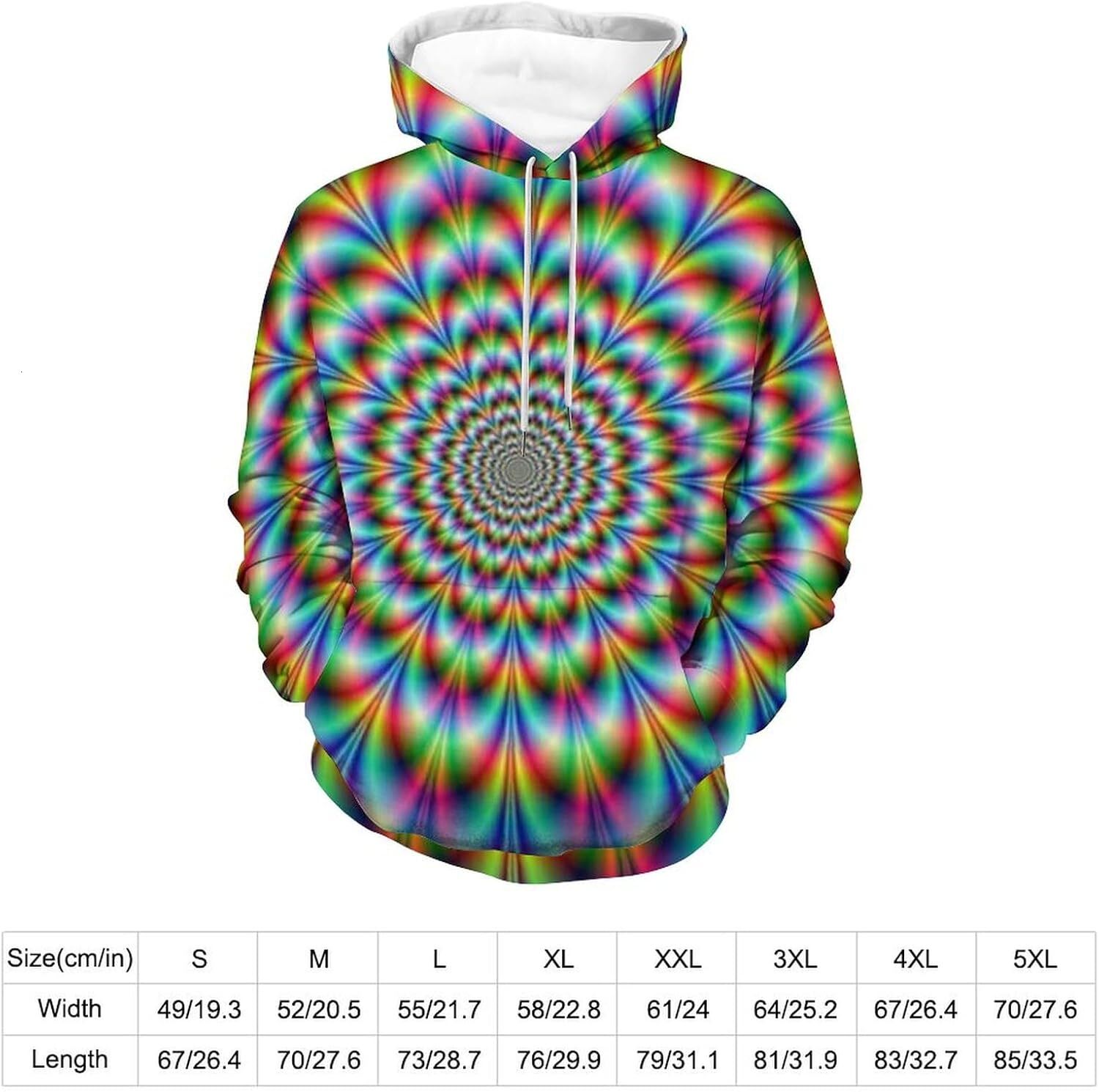 Hoodie for Mens Womens Mens Trippy Psychedelic Hoodie Optical Illusion Trippy Novelty Focus Drawing Hooded Sweatshirt Pullover Graphic