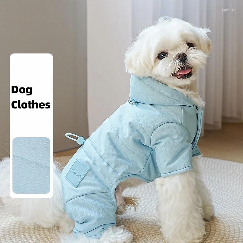 Update Dog Apparel Small Clothes Autumn And Winter Four Legs Cotton Teddy Coat Can Be Pulled To Wear Thick Pet