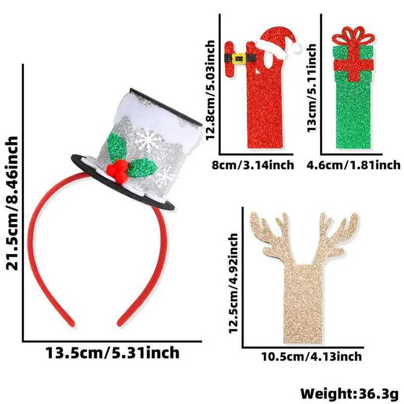 Christmas Hat Headband Red Green Silver Elastic Christmas Headwear Comfortable Classic Christmas Decorations For KidX241021