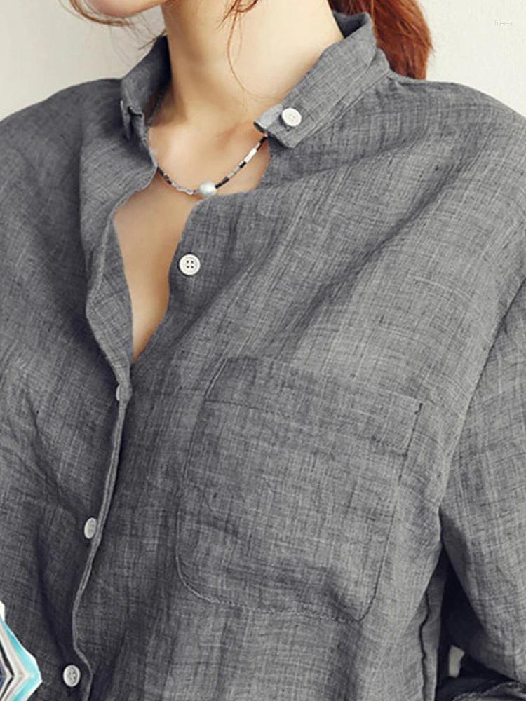 Women's Blouses Femme Womens Tops Fashion 2024 Autumn Linen White Shirt Women Long Sleeve Blouse Korean Woman Clothes Roupas Femininas