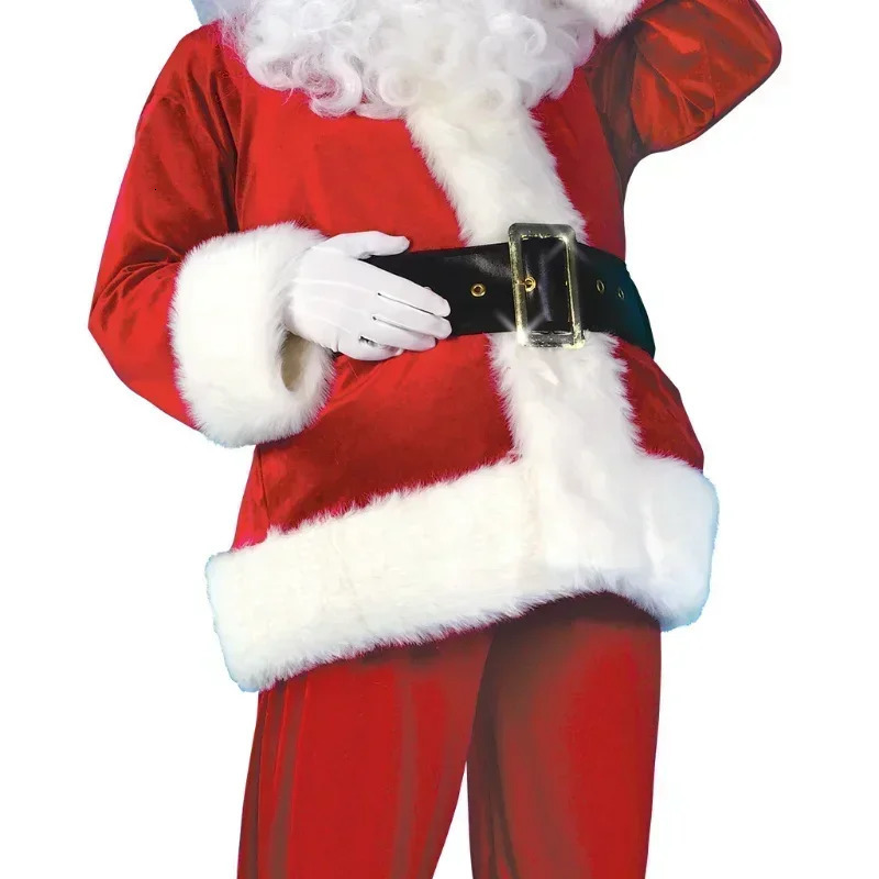 Red Deluxe Velvet Fancy Full Set Xmas Party Man Childrens Family Costume Santa Claus Year Suit Adult Christmas 241022