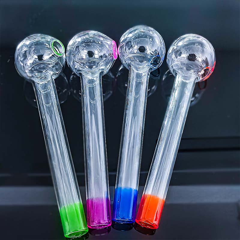 Handwork Mini Smoking Hand Pipes Thick Glass Pipe Oil Colorful Pipes Glass Oil Burner Pipe Random color