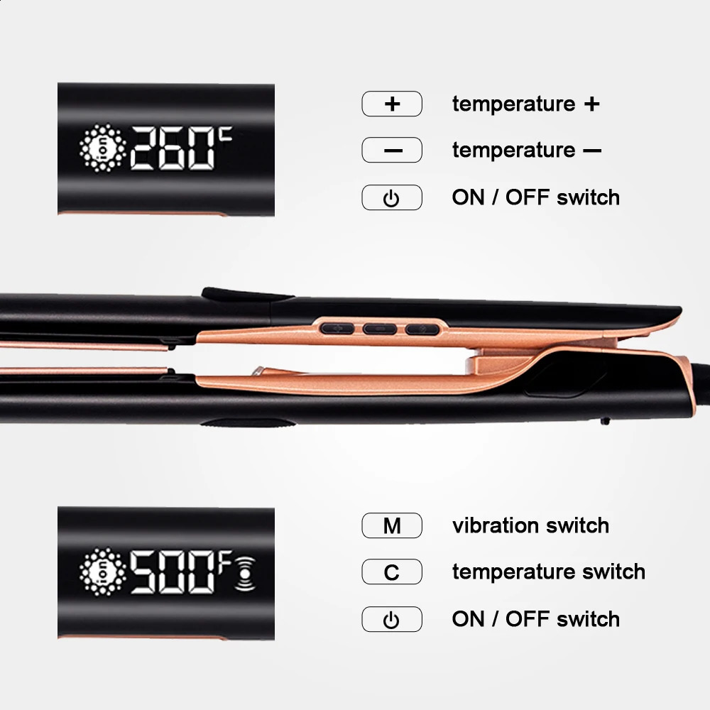 500 ° F straightener with vibrating plasma straightening iron 260 ° C ceramic coated plate professional salon styling tool 241021