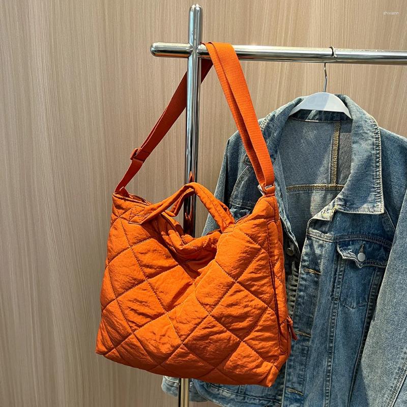 Totes Quilted Cotton Women Shoulder Messenger Large Capacity Rhombus Pattern Solid Color Vintage For Office Work Travel zhanyishengli