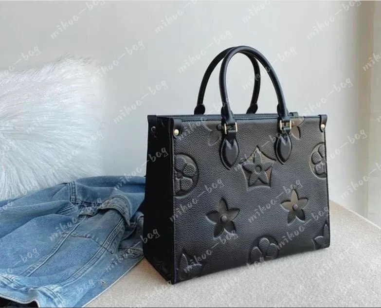 Onthegoities Designer Bag On the go Embossed Black Flower Large Capacity GM MM The Tote Bags Fashion Women Shoulder Bags Lady Crossbody Luxury Handbag Female Purse