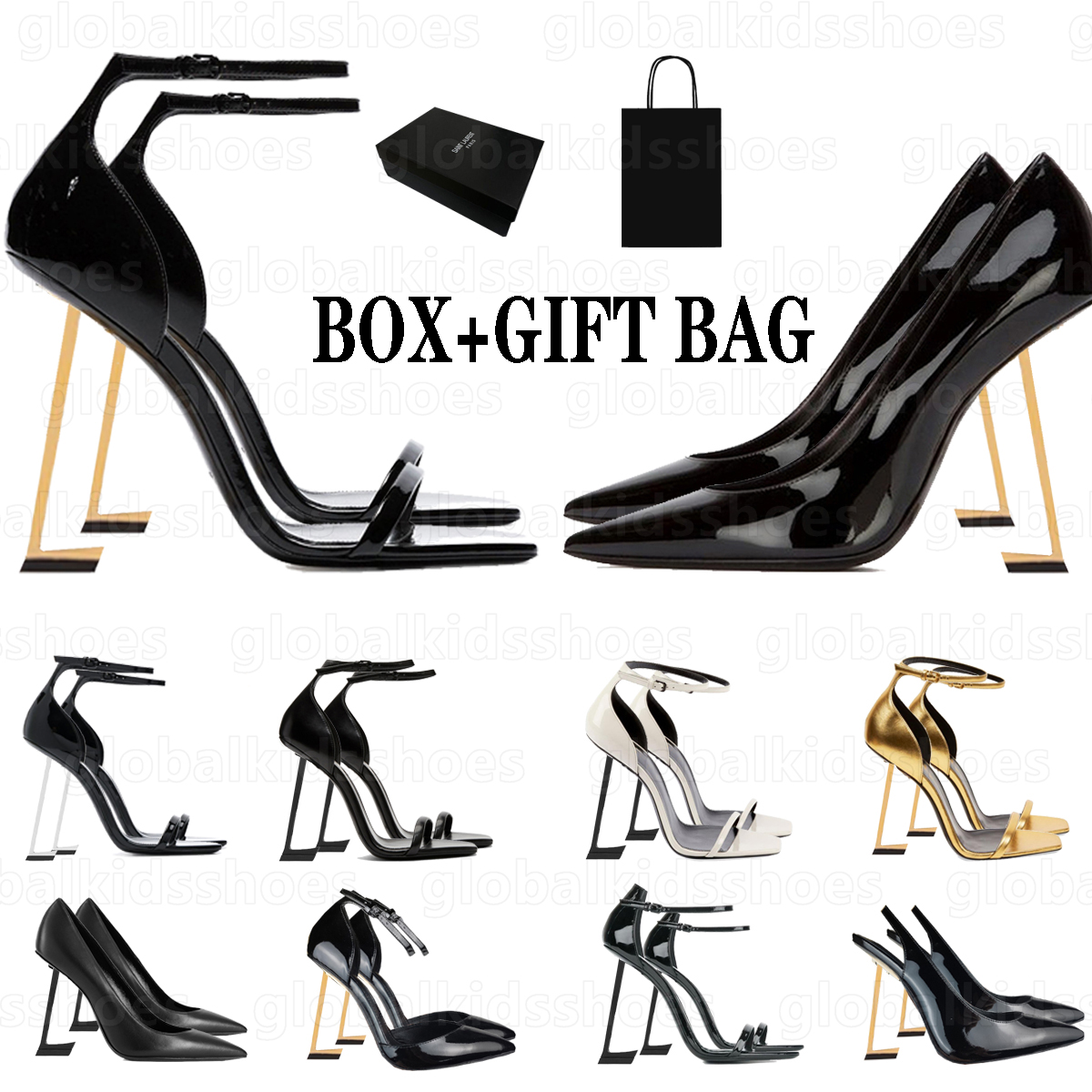 Women Mules Dress Shoes High Heels Womens Designer Genuine Leather Pumps Lady Sandals Classic Style Wedding Slingback Heels Black Golden Gold 100mm 80mm Heel