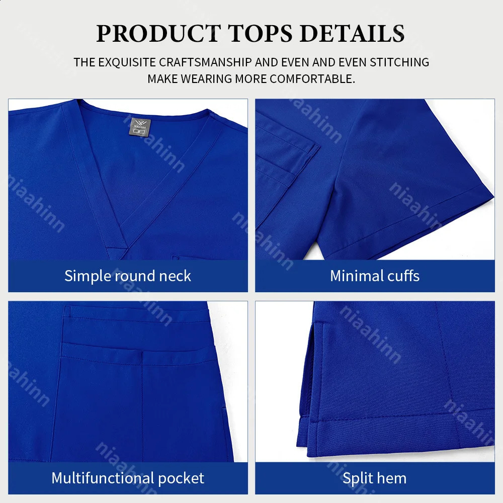 Unisex Vneck Nurse Uniform Hospital Scurbs Set Women Oral Dental Doctor Workwear Short Sleeve Surgery Work Suit 241017