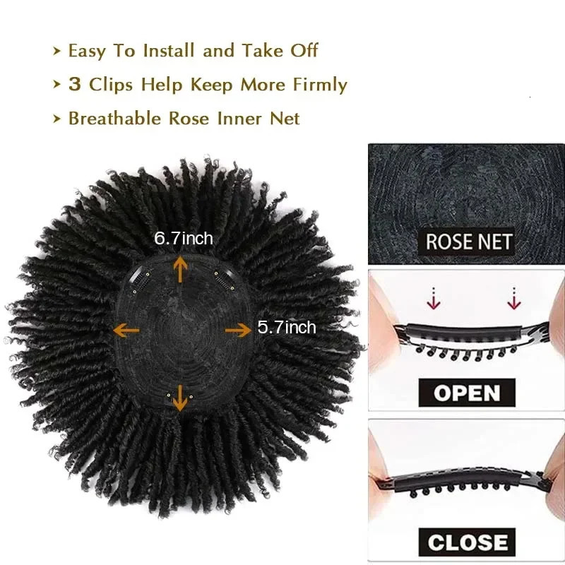 6 Inch Dreadlocks Synthetic Hair Topper Guleless Wig Toupee Headband Gradient Conical Clips in Hairpiece for Men Women 241102