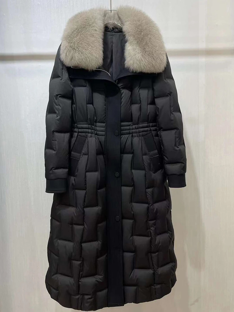 Mumaroho Autumn Winter Women Warm 90% White Duck Down Coat Fox Fur Parkas Jacket Feather Long Puffer For 241022