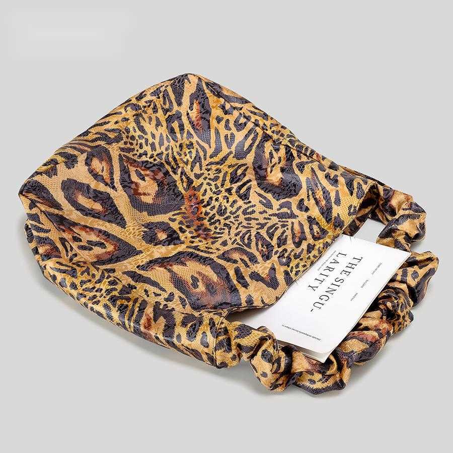 CMM Korean Instagram Leopard Pattern Large Capacity Shoulder Bag Large Drawstring Shoulder Strap Handbag Underarm Bag Women 241015