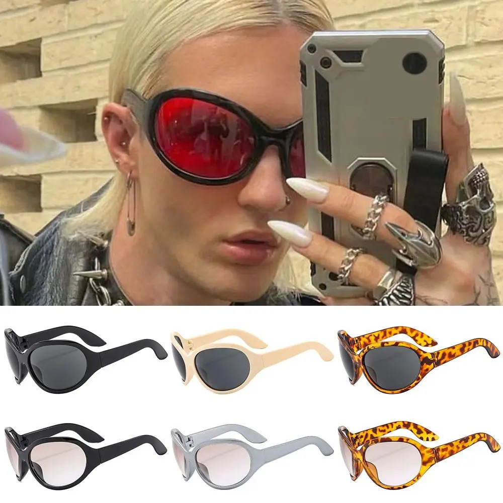 Unique irregular hip-hop oversized sunglasses for men cool sports sunglasses Y2K retro gothic sun visors 241022